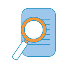 paper and magnifying glass icon over white background colorful design vector illustration