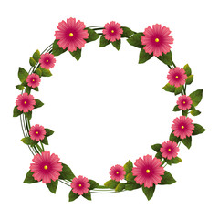 wreath of beautiful flowers icon over white background colorful design vector illustration