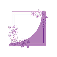 decorative frame with beautiful flowers icon over white background vector illustration