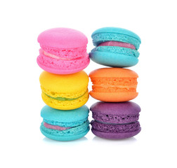 Tasty colorful macaroon on a white background