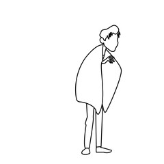 young man with fever wrapped in blanket vector illustration