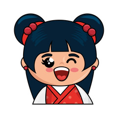 kawaii japanese girl icon over white background colorful design vector illustration