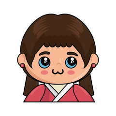 kawaii japanese girl icon over white background colorful design vector illustration