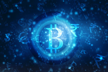 Obraz premium Financial concept with Bitcoins symbol. Business Financial Background. 3d render