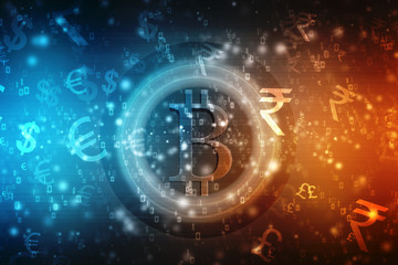 Financial concept with Bitcoins symbol. Business Financial Background. 3d render