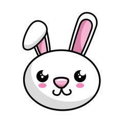 kawaii bunny icon over white background colorful design vector illustration