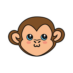 kawaii monkey icon over white background colorful design vector illustration