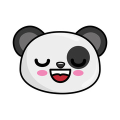 kawaii panda bear icon over white background colorful design vector illustration