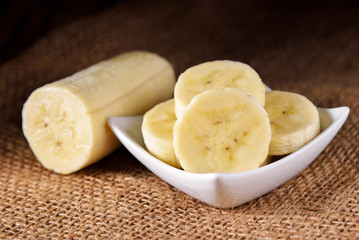 banana slice on rustic old wood background