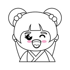 kawaii japanese girl icon over white background  vector illustration