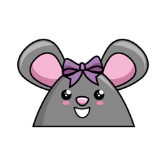 kawaii mouse icon over white background colorful design vector illustration