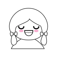 kawaii japanese girl icon over white background  vector illustration