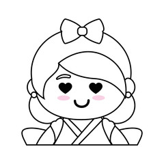 kawaii japanese girl icon over white background  vector illustration