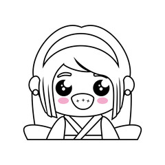 Obraz premium kawaii japanese girl icon over white background vector illustration