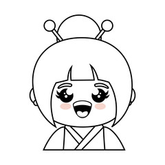kawaii japanese girl icon over white background  vector illustration