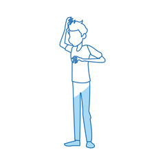 dizziness young man holding his head vector illustration