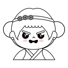 Obraz premium kawaii japanese girl icon over white background vector illustration