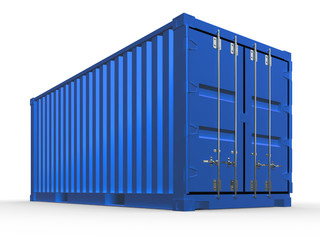 3d illustration of blue container isolated.