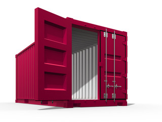 3d illustration of pink container with opened door isolated.