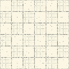 Seamless Grid Pattern. Vector Black and White Background. Regular Chaotic Dots Texture