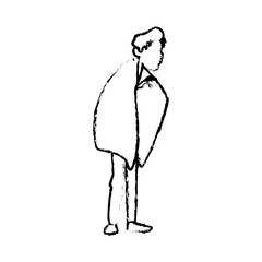 sick man character wrapped blanket vector illustration