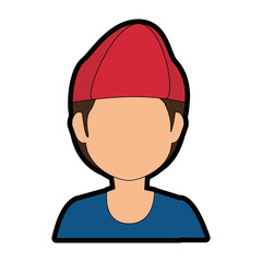 avatar man wearing a hat icon over white background colorful design vector illustration