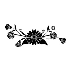 beautiful flowers with leaves icon over white background vector illustration
