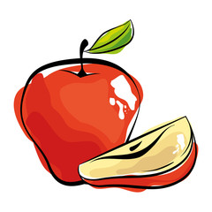 apple fruit icon over white background colorful design vector illustration