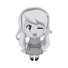 cute anime chibi little girl cartoon style vector illustration