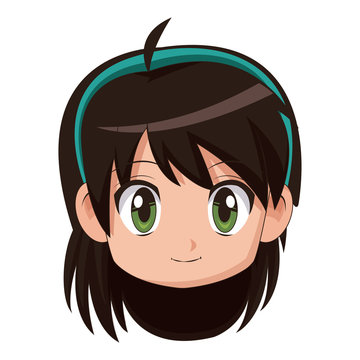 Cute Cartoon Anime Little Girl Chibi Character Vector Illustration