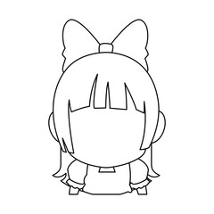 manga anime girl chibi character contour vector illustration