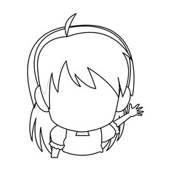 chibi anime girl avatar contour default vector illustration