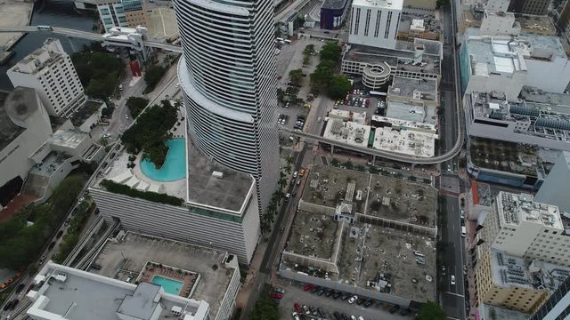 Aerial video Totalbank building Downtown Miami 4k