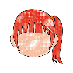 chibi anime girl avatar contour default vector illustration