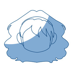 chibi anime girl avatar contour default vector illustration