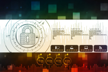 2d illustration Safety concept: Closed Padlock on digital background