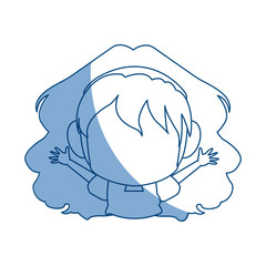manga anime girl chibi character contour vector illustration