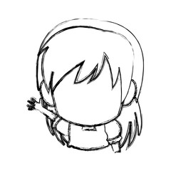manga anime girl chibi character contour vector illustration