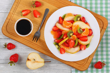 strawberry, kiwi fruit, pear, mandarin salad