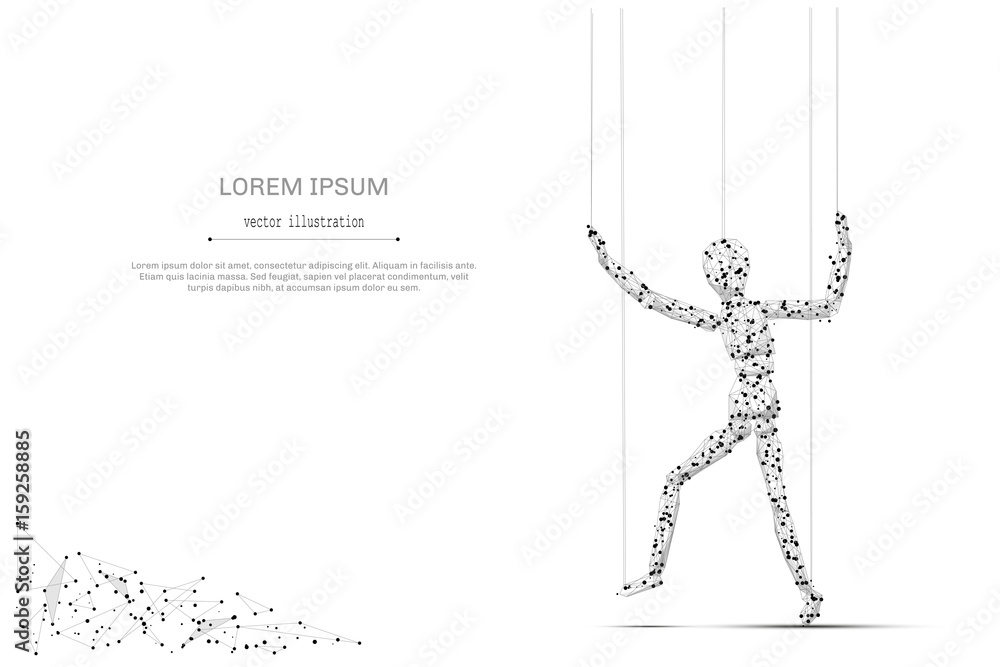 Aufkleber abstract mash line and point puppet on white background with an inscription. business or political c