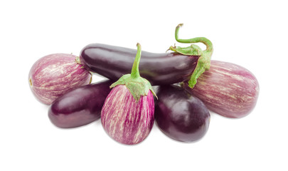 Purple eggplants and Graffiti eggplants on a light background
