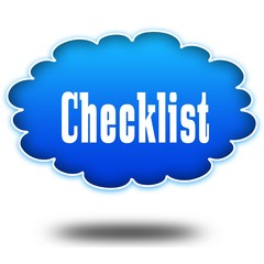 CHECKLIST text message on hovering blue cloud.