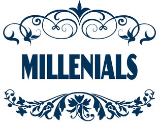 MILLENIALS blue text frames.