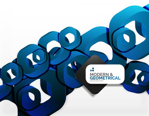 Geometric abstract background, cut chain shapes or hexagons on white