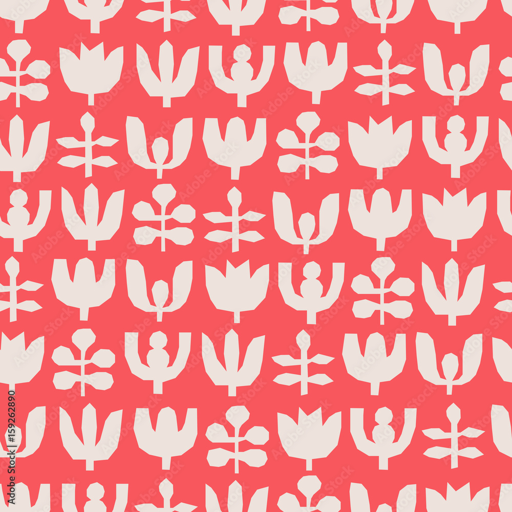 Poster seamless pattern with abstract flowers and leaves