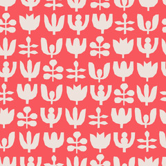 seamless pattern with abstract flowers and leaves