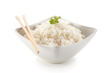 Rice bowl on white background