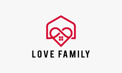 Love Family Logo template designs, Love Home Line art Logo template designs