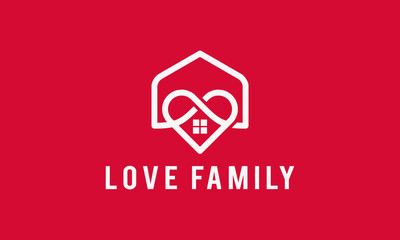 Love Family Logo template designs, Love Home Line art Logo template designs