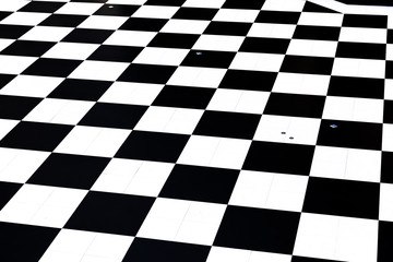 Fototapeta premium Top view, Close up on the empty floor is chessboard pattern, Abstract background. illustration wallpaper.
